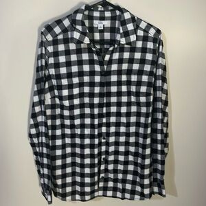 Croft and Barrow Black and White Checked Button Down Shirt
